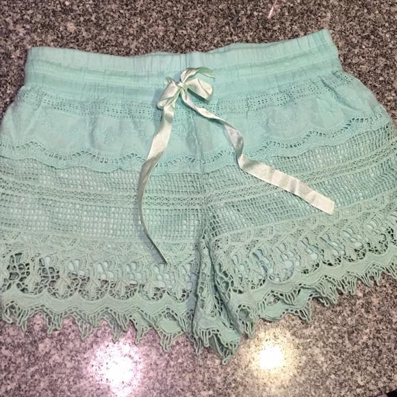 Pants - Mint colored lacy shorts